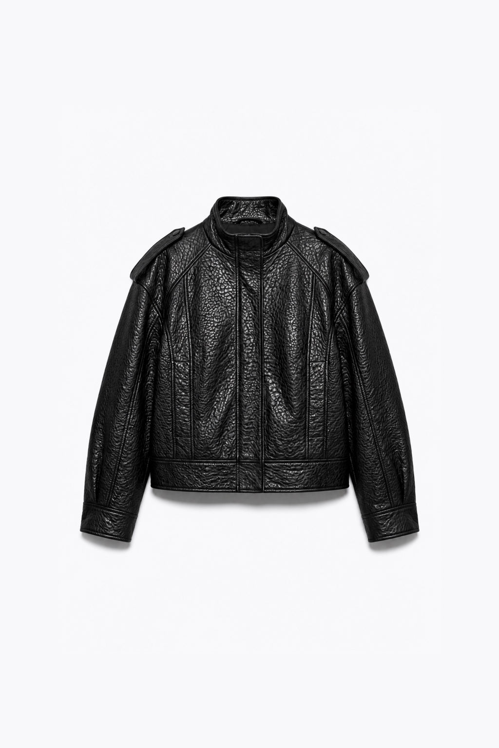 SHORT JACKET WITH HIGH NECK AND STRUCTURED SHOULDERS