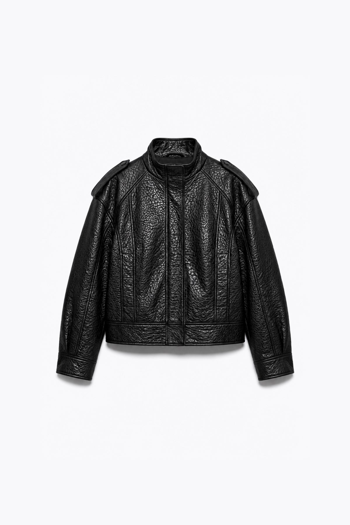 SHORT JACKET WITH HIGH NECK AND STRUCTURED SHOULDERS
