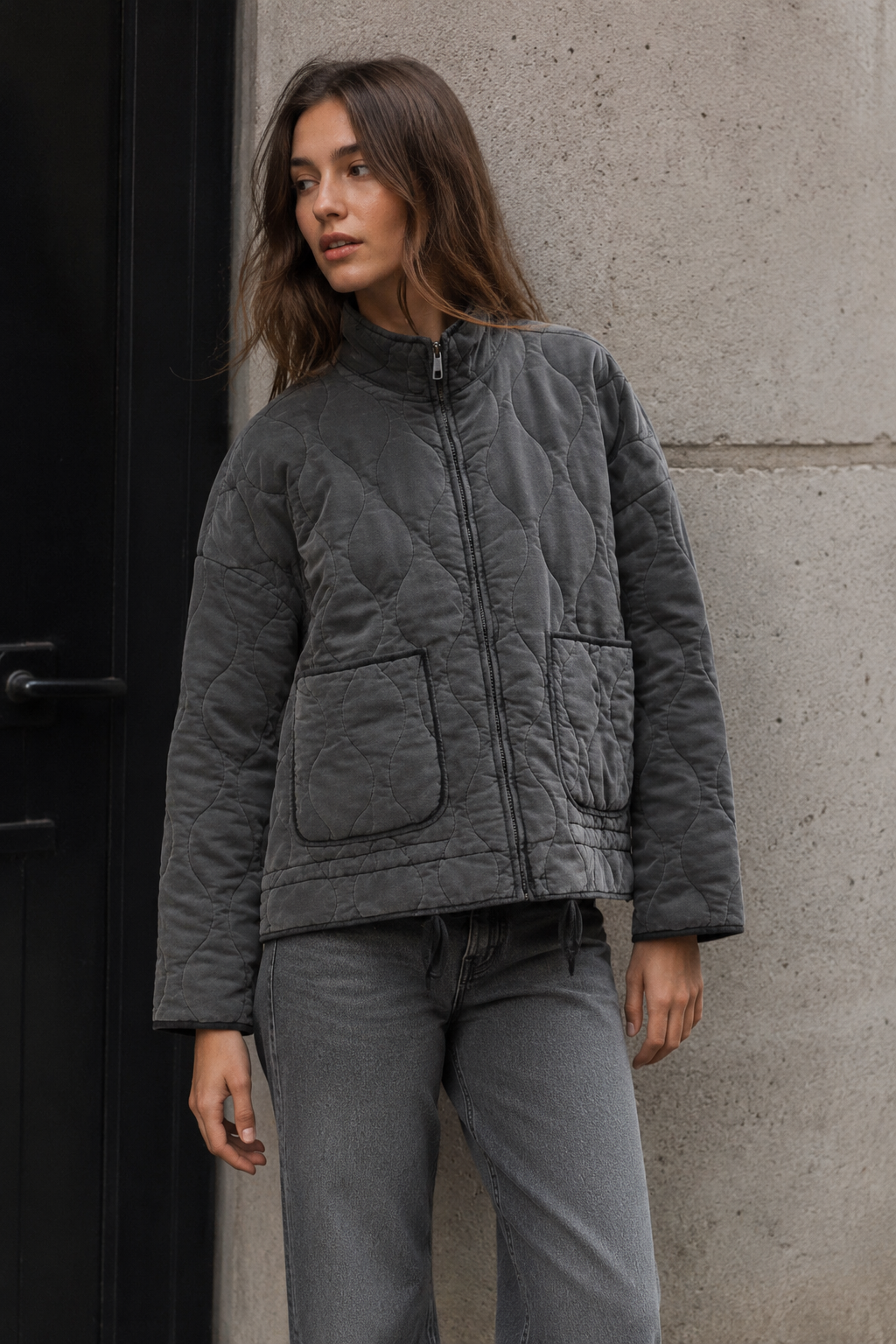 BLOUSON MATELASSÉ OVERSIZE À LIENS