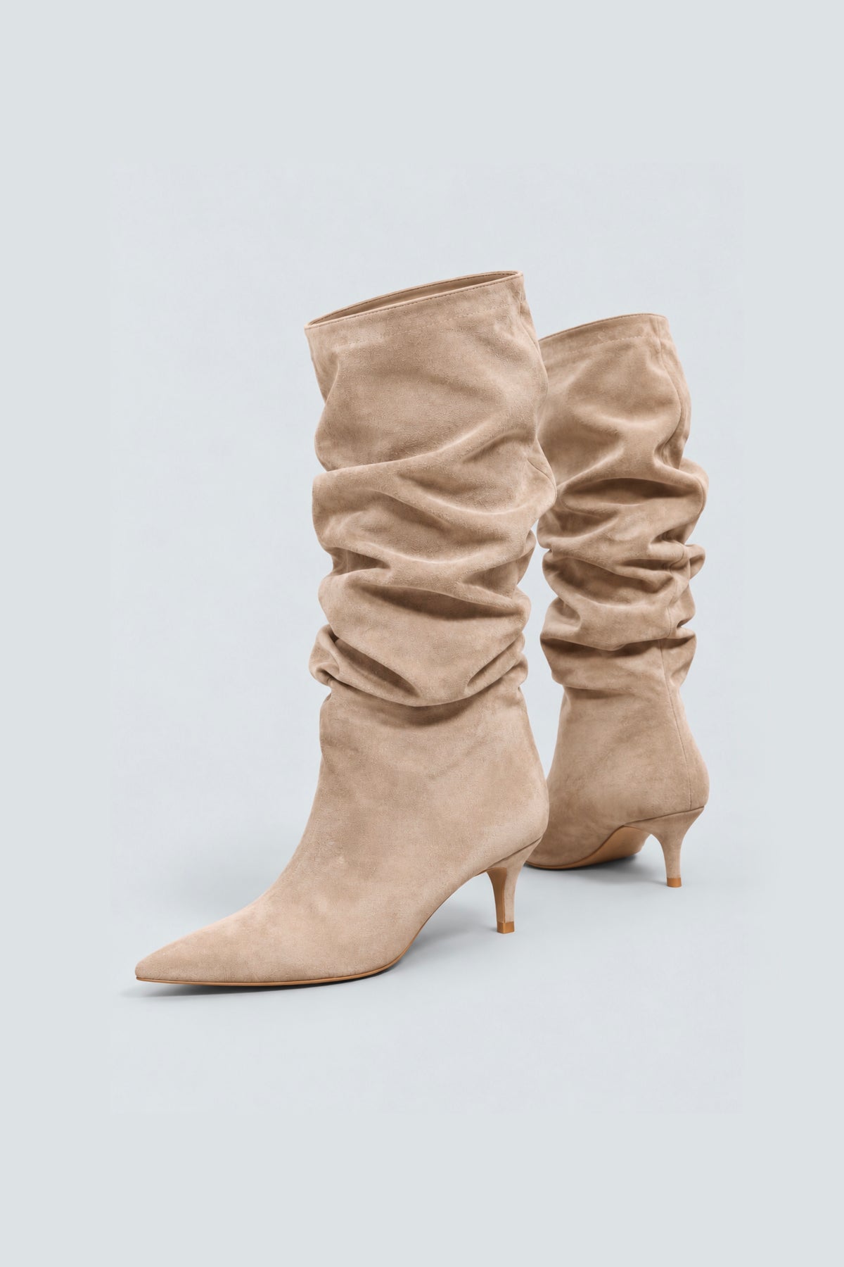 BOTTES DRAPÉES EN SUÉDINE À TALON KITTEN