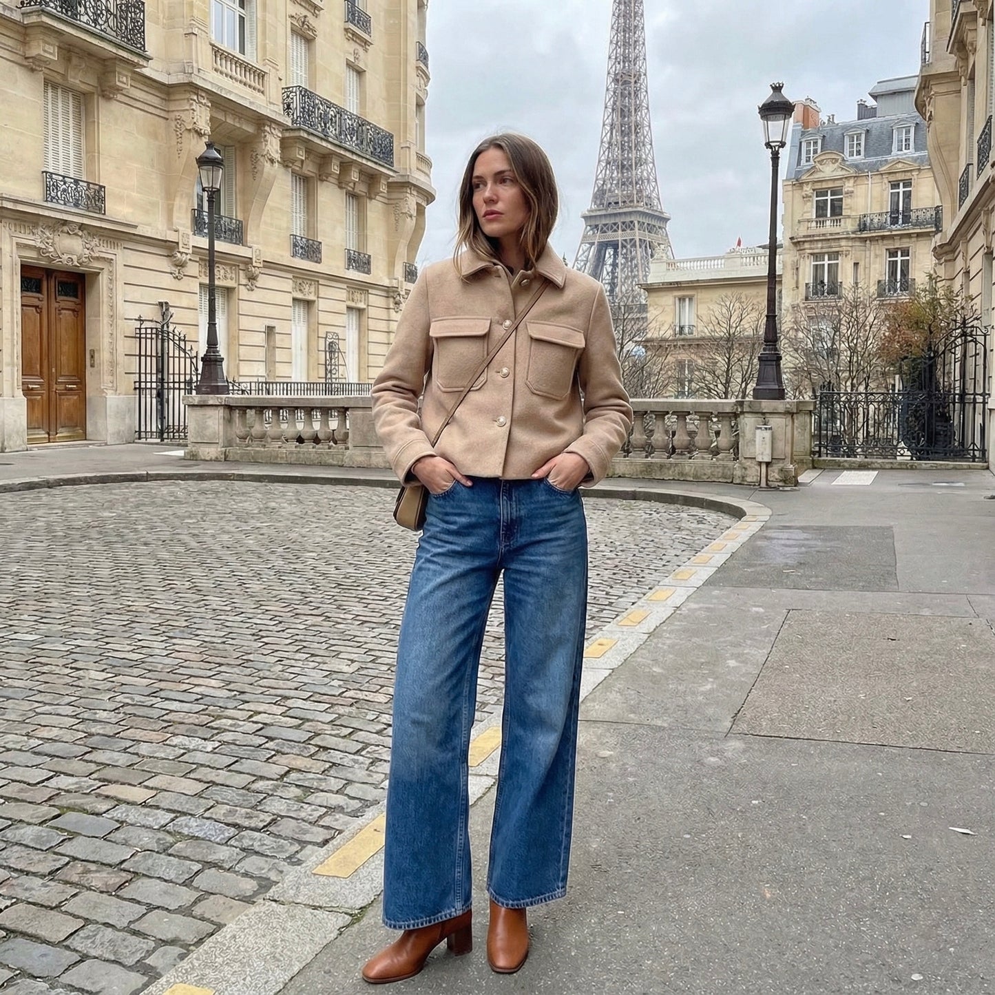 VESTE EFFET LAINE À POCHES PLAQUÉES