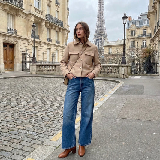 VESTE EFFET LAINE À POCHES PLAQUÉES