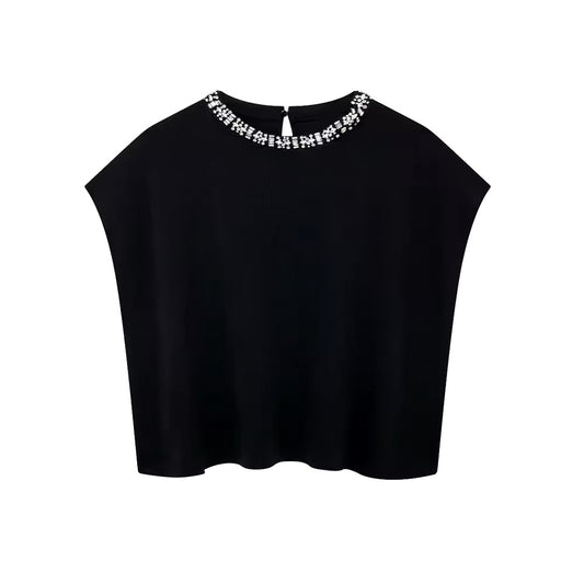 Blouse à perles sans manches • Femme