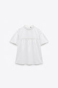 BLOUSE COURTE COL VOLANT BRODÉ