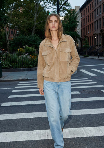 SUEDE-EFFECT MILITARY JACKET