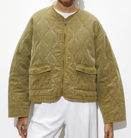 VESTE MATELASSÉE À SURPIQÛRES ONDULÉES