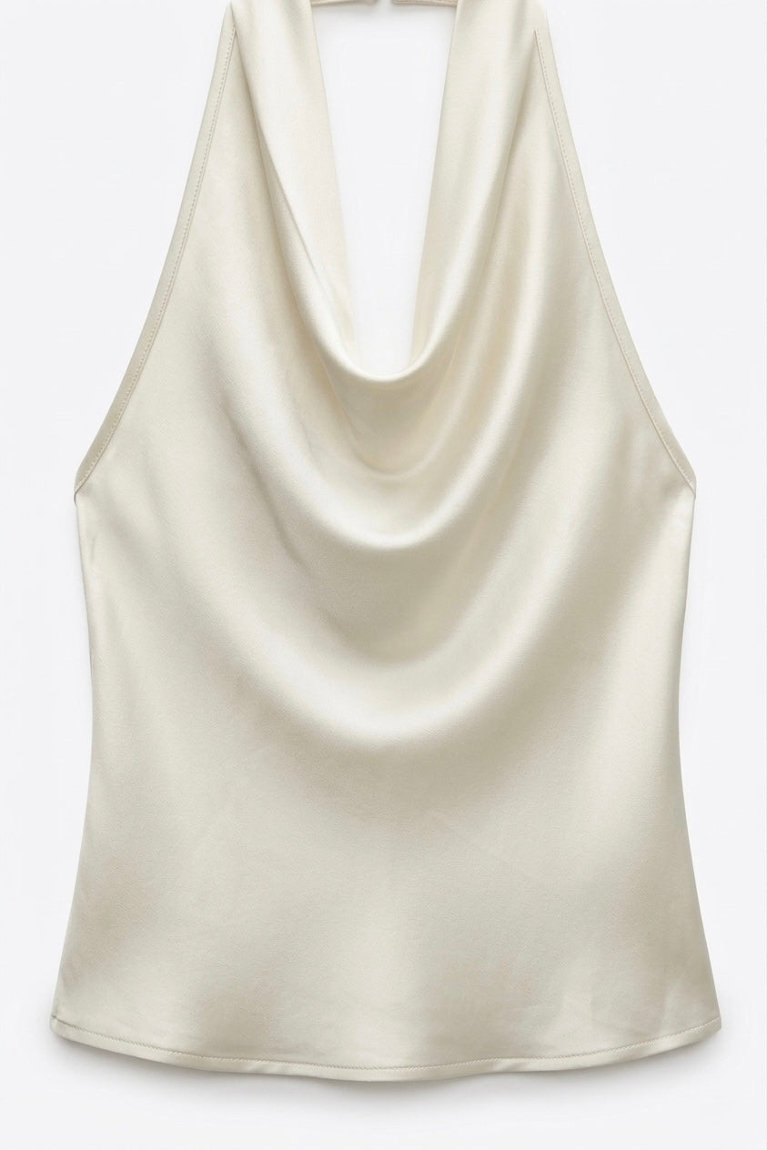 TOP DOS NU SATINÉ COL BÉNITIER