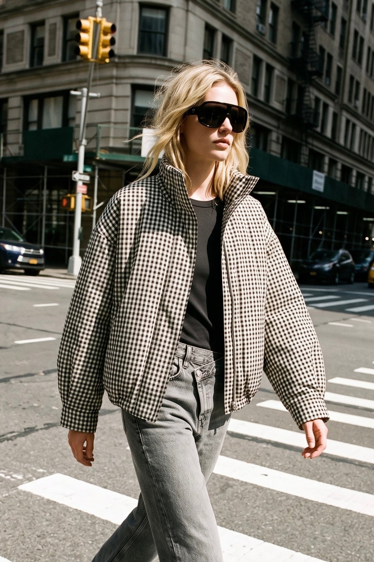VESTE COURTE À CARREAUX VICHY