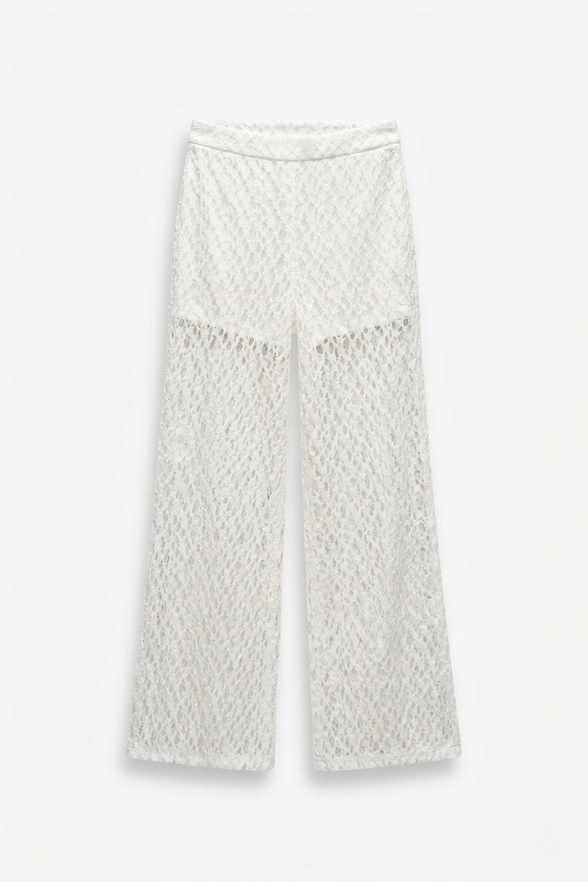 PANTALON LARGE EN DENTELLE