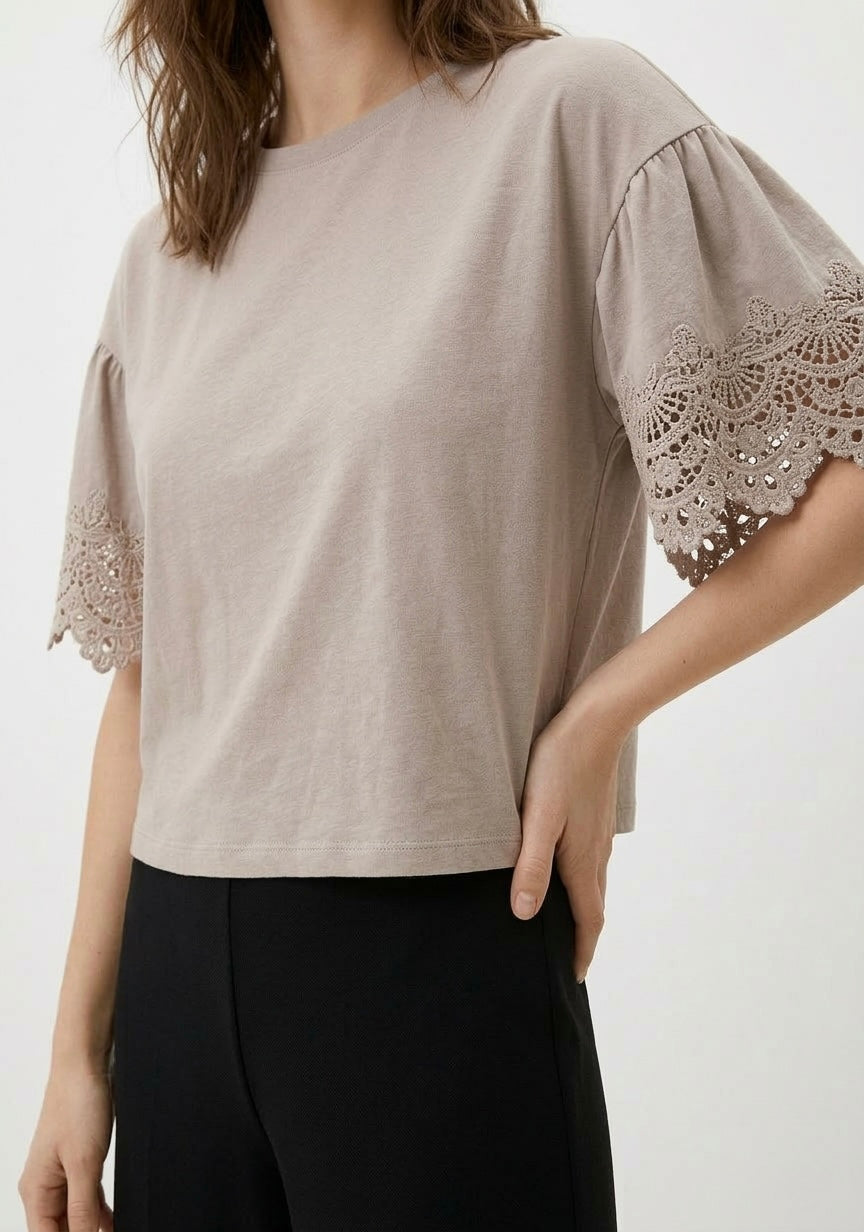 T-SHIRT MANCHES BRODERIE