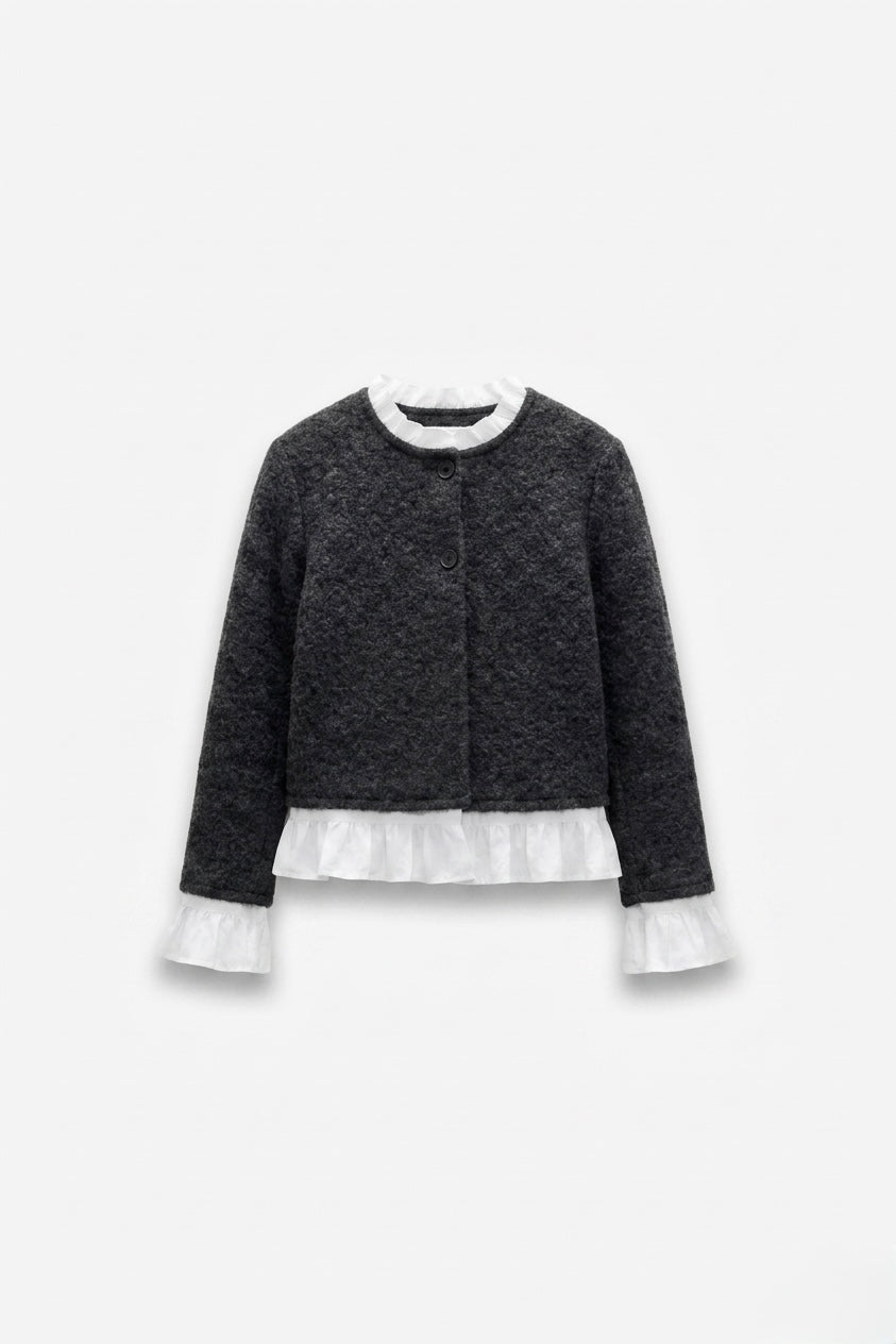 CARDIGAN STRUCTURÉ À VOLANTS INTÉGRÉS