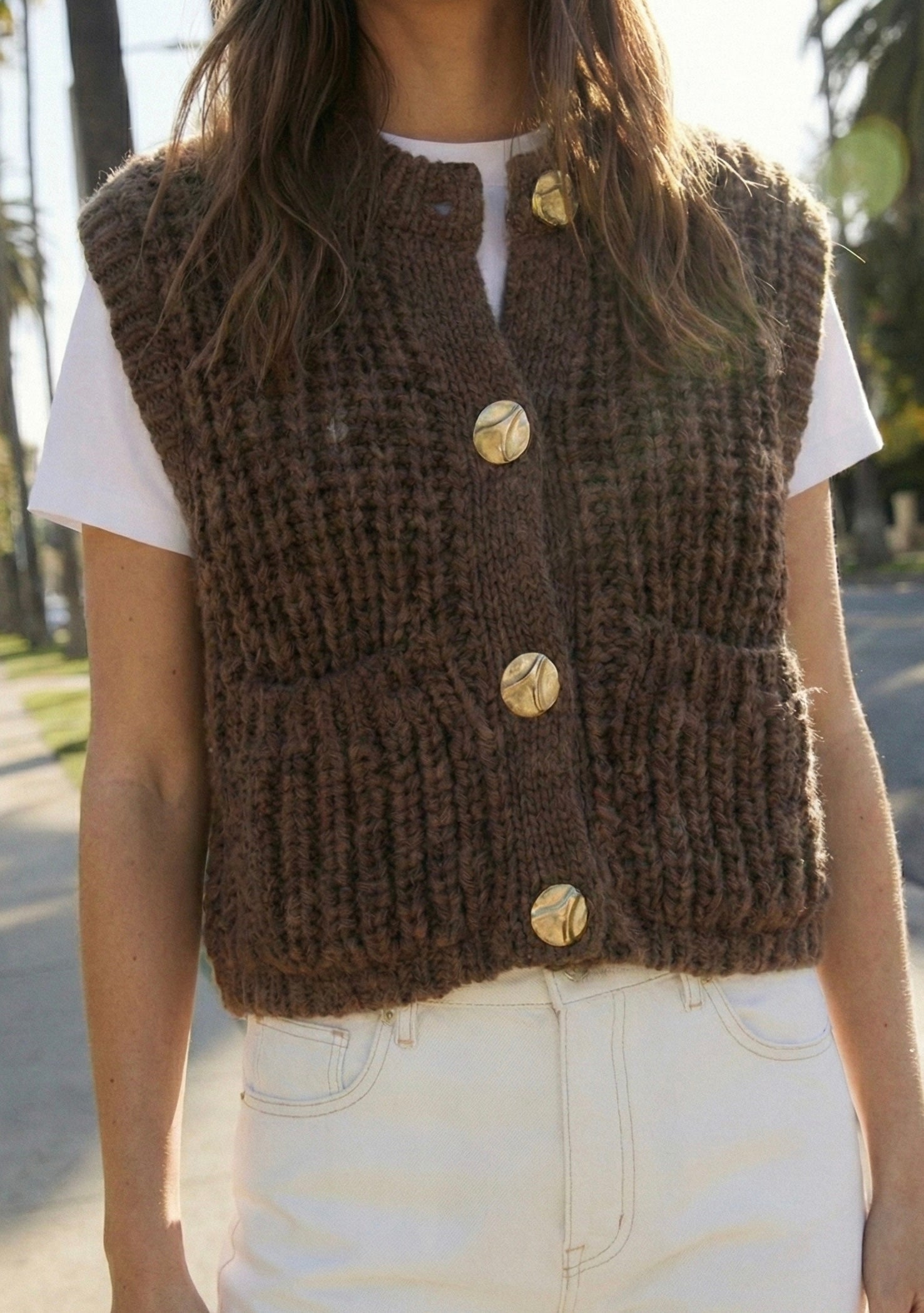 CARDIGAN EN TRICOT SANS MANCHES