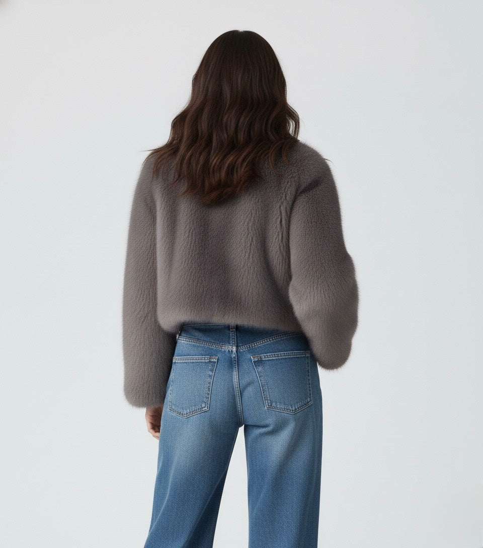 VESTE COURTE EFFET FOURRURE