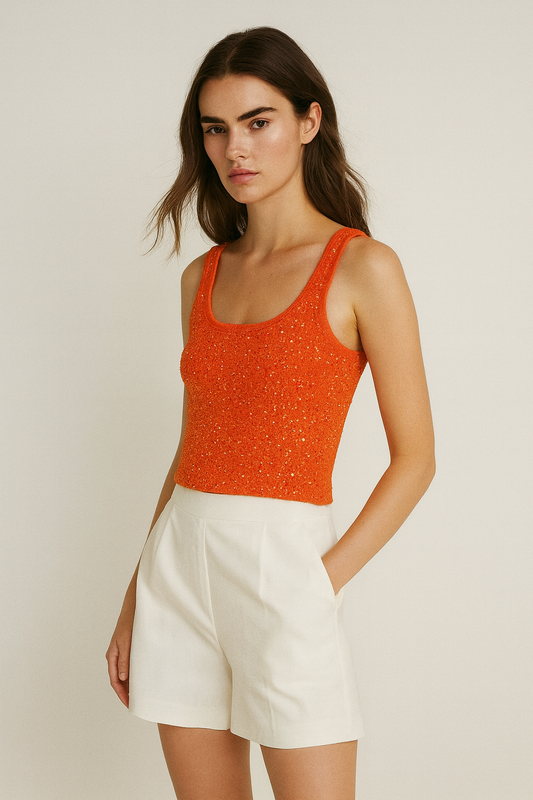 TOP EN MAILLE À SEQUINS À