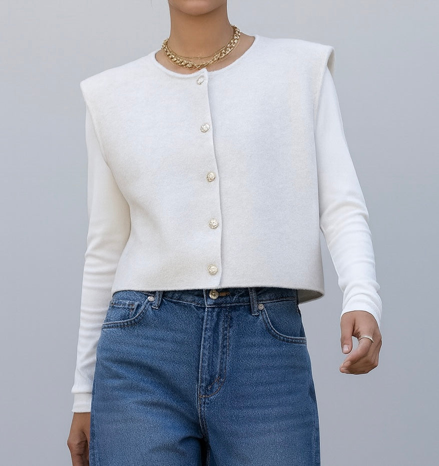 GILET STRUCTURÉ À BOUTONS MÉTALLISÉS
