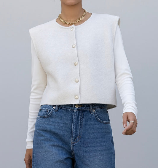 GILET STRUCTURÉ À BOUTONS MÉTALLISÉS