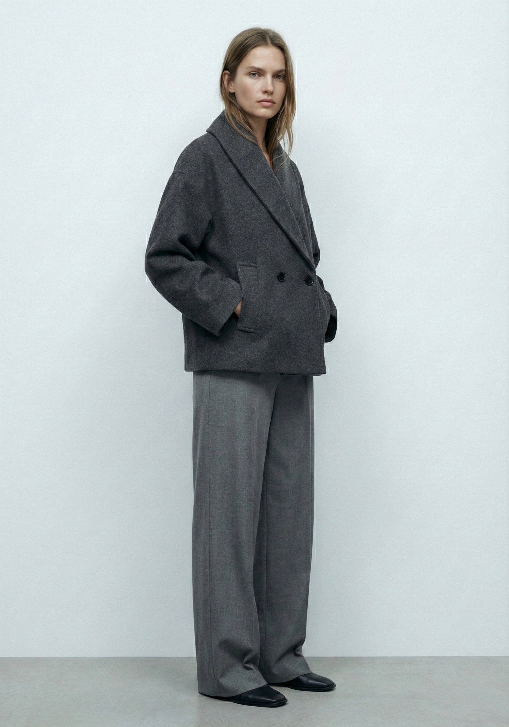 MANTEAU OVERSIZE À COL DRAPÉ