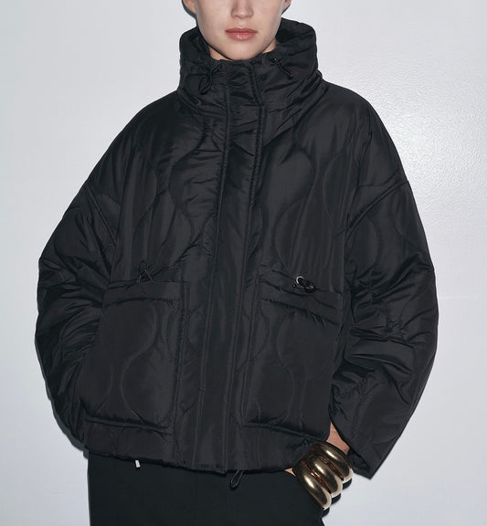 CAPPOTTO TRAPUNTATO CON COLLO LUNGO