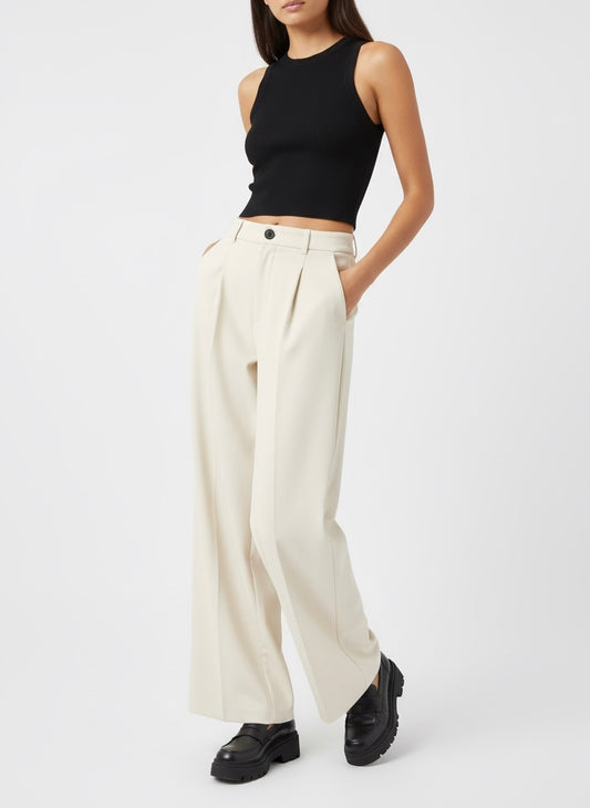 PANTALON TAILLE HAUTE À PINCES
