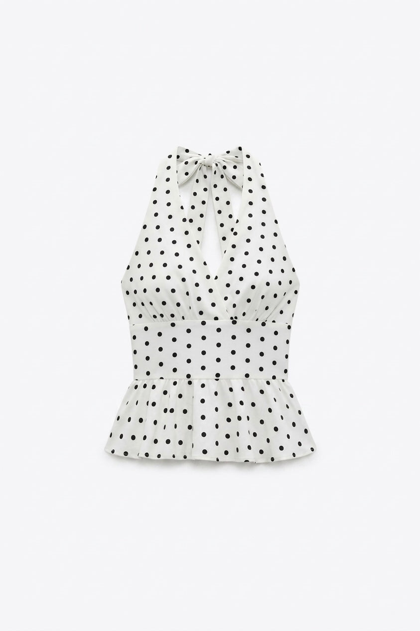 TOP À POIS DOS NU