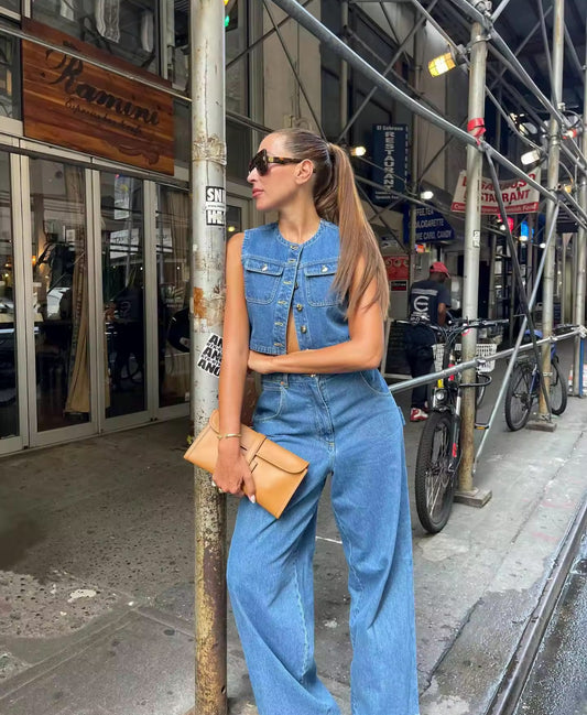 GILET EN DENIM SANS MANCHES