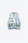 TOP CROPPED FLORAL À DOS NU