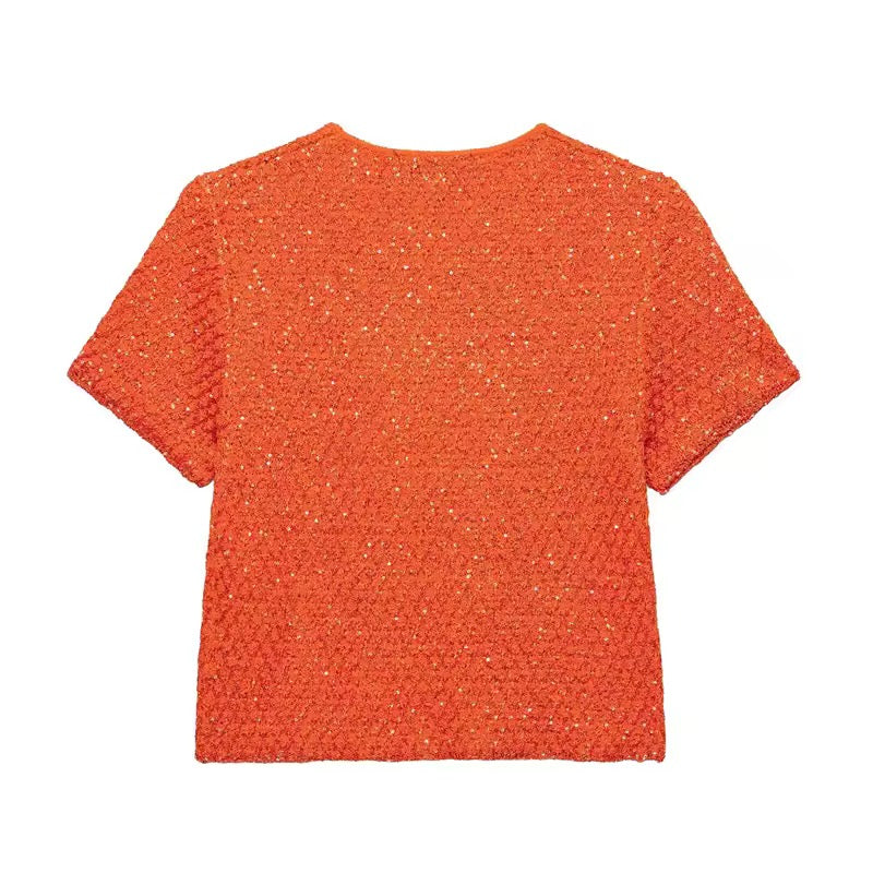 TOP EN MAILLE À SEQUINS