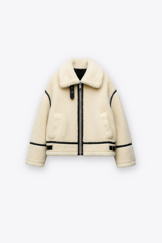 VESTE EFFET LAINE COL REVERS