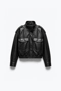 BLOUSON EFFET CUIR À POCHES CARGO