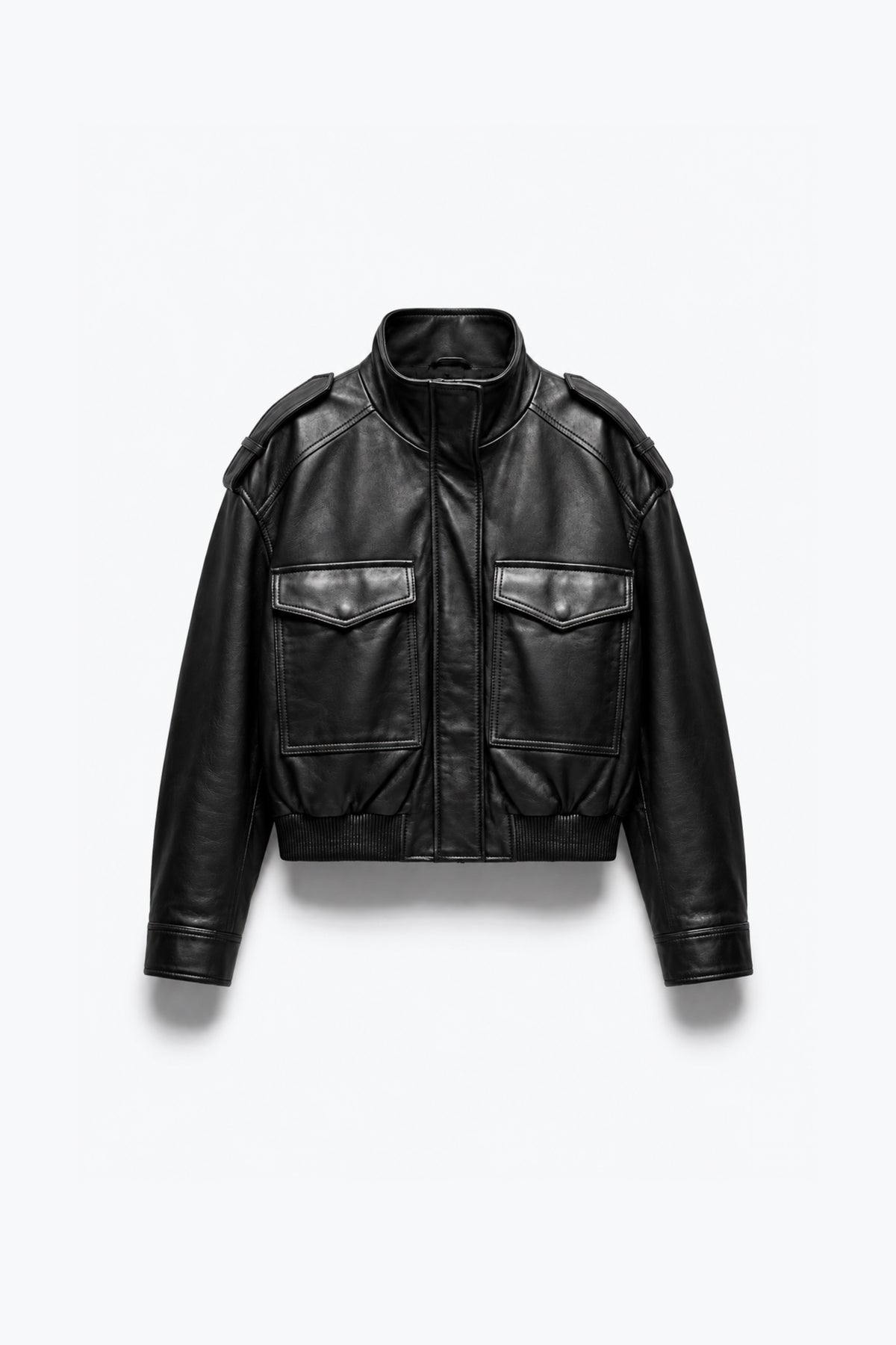 BLOUSON EFFET CUIR À POCHES CARGO