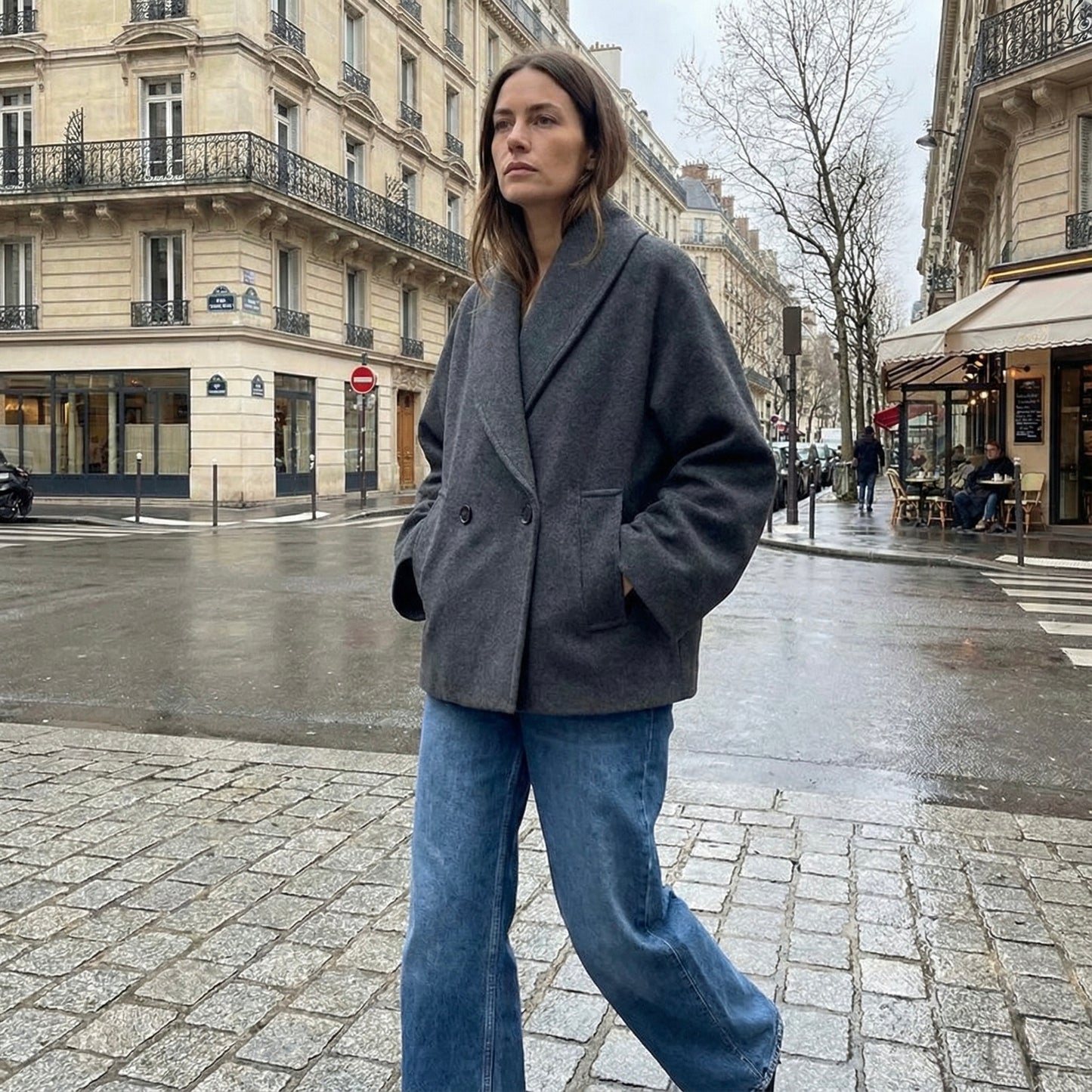 MANTEAU OVERSIZE À COL DRAPÉ