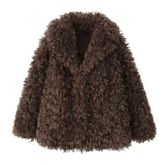 VESTE EFFET FOURRURE BOUCLÉE