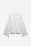 BLOUSE COL V DENTELLE MANCHES AMPLES
