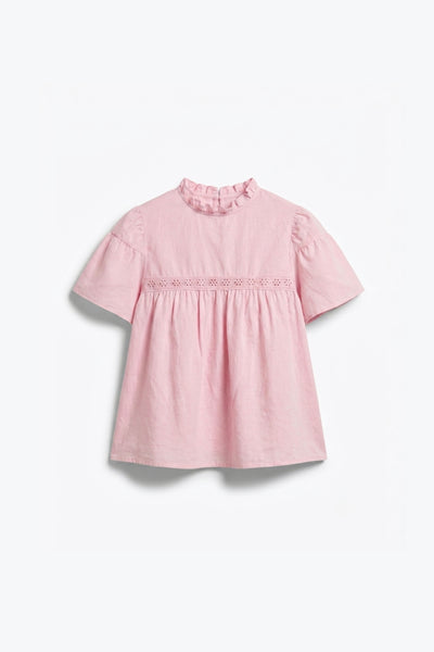 BLOUSE COURTE COL VOLANT BRODÉ