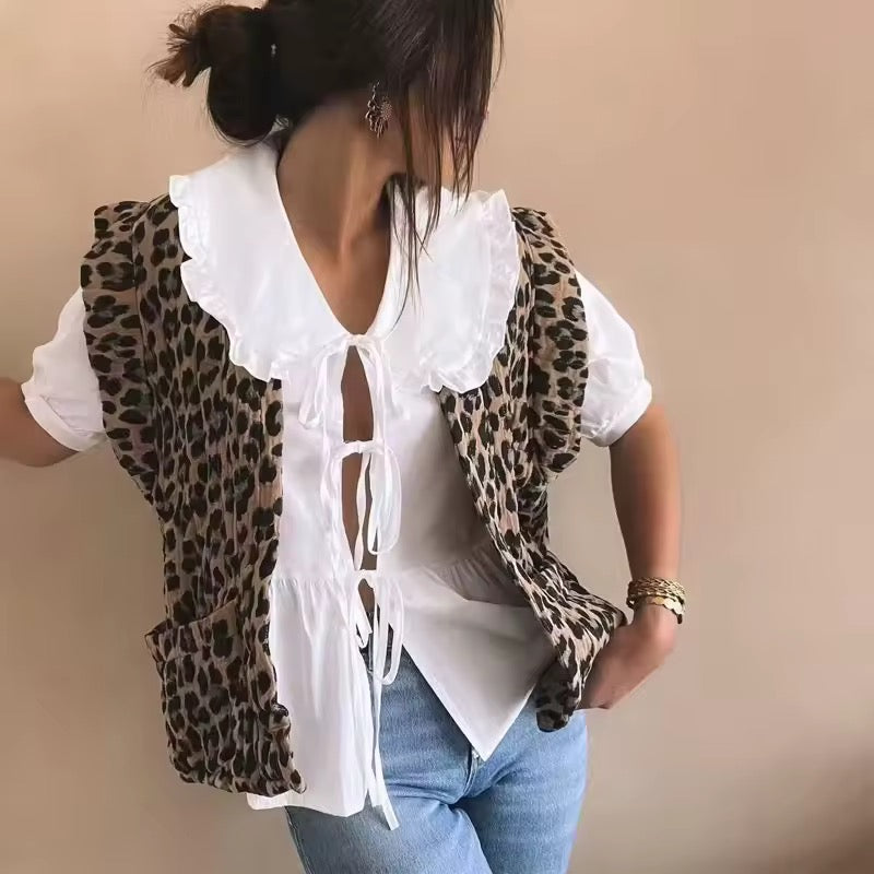 VESTE SANS MANCHES IMPRIMÉE LÉOPARD