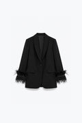 BLAZER LONG AVEC DÉTAILS PLUMES
