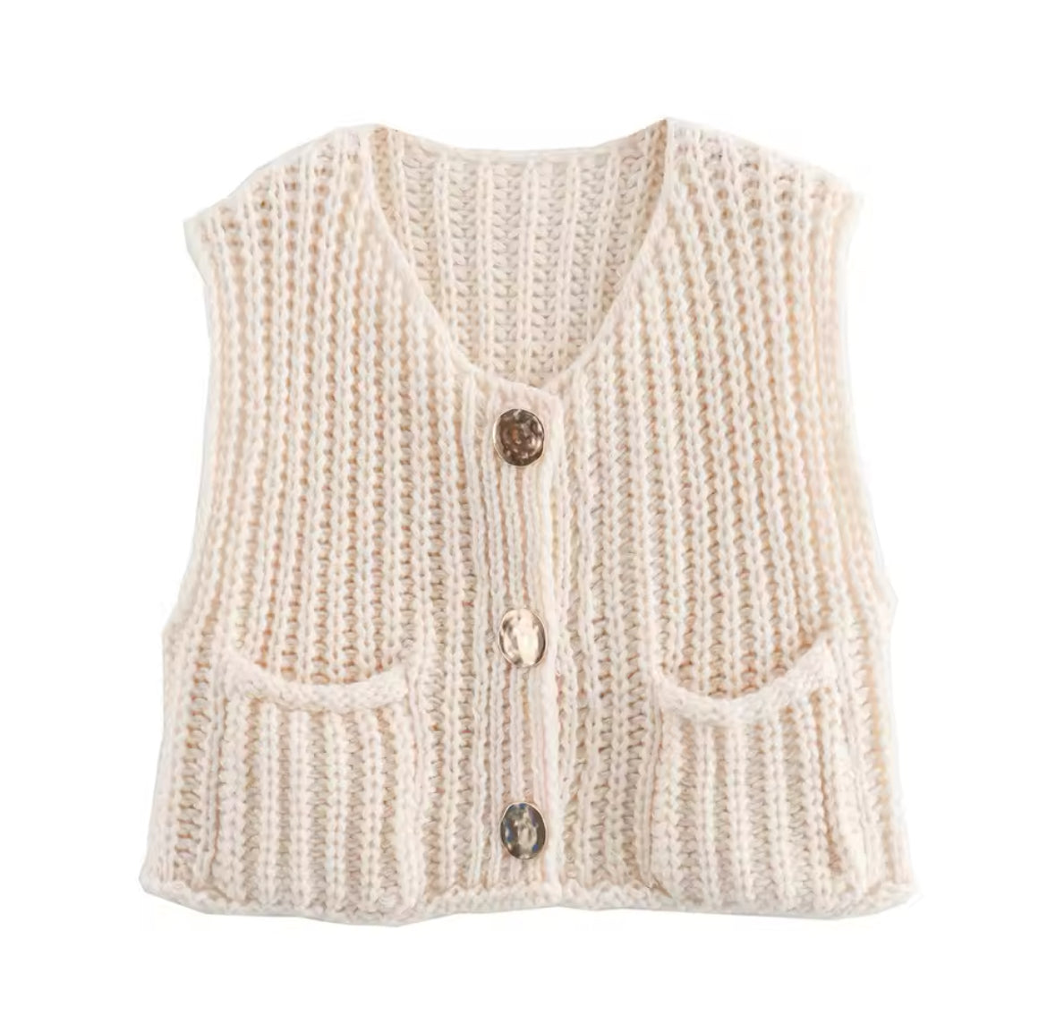 GILET EN MAILLE BOUTONNÉ OR