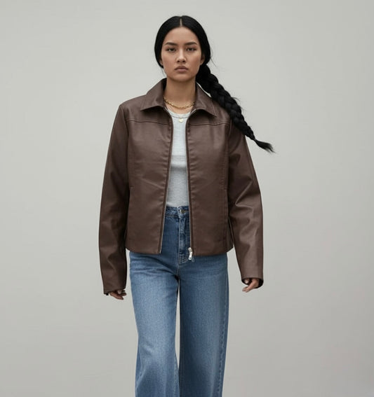 BLOUSON EN SIMILI TEXTURÉ