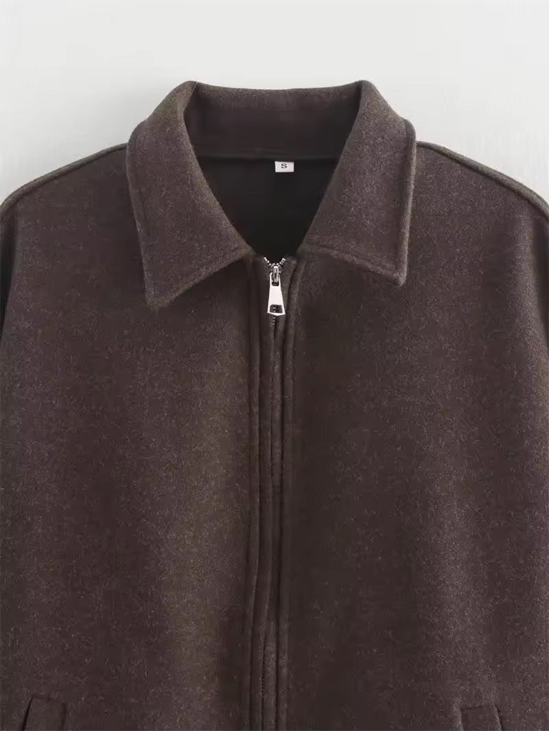 VESTE ZIPPÉE À COL REVERS