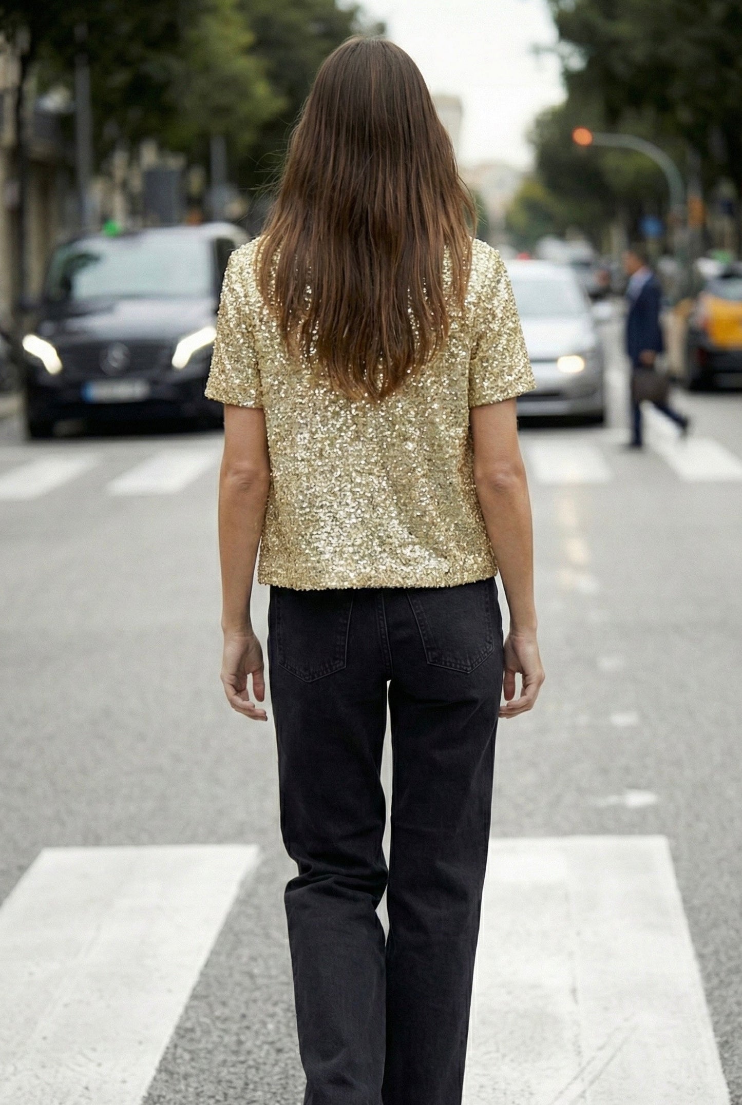 TOP EN MAILLE À SEQUINS