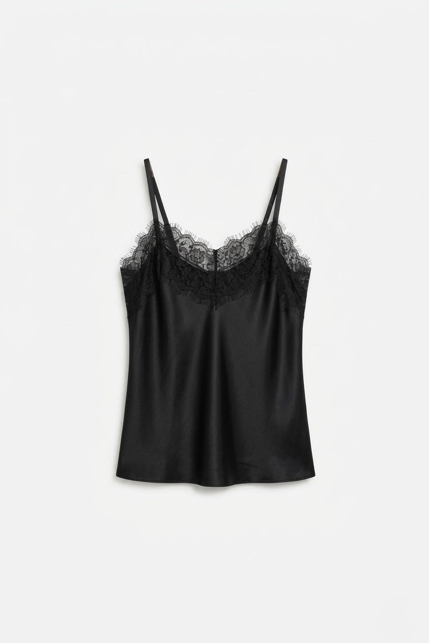 TOP SATINÉ AVEC DENTELLE