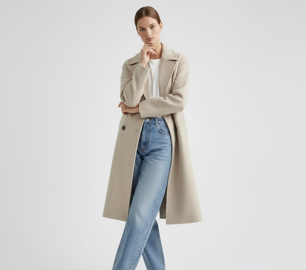 MANTEAU LONG À COL REVERS