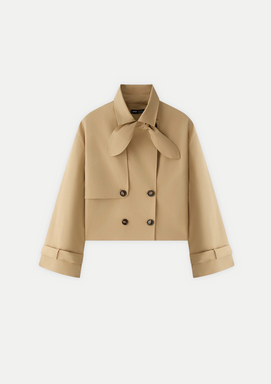 VESTE COURTE DOUBLE-BOUTONNAGE À NOEUD