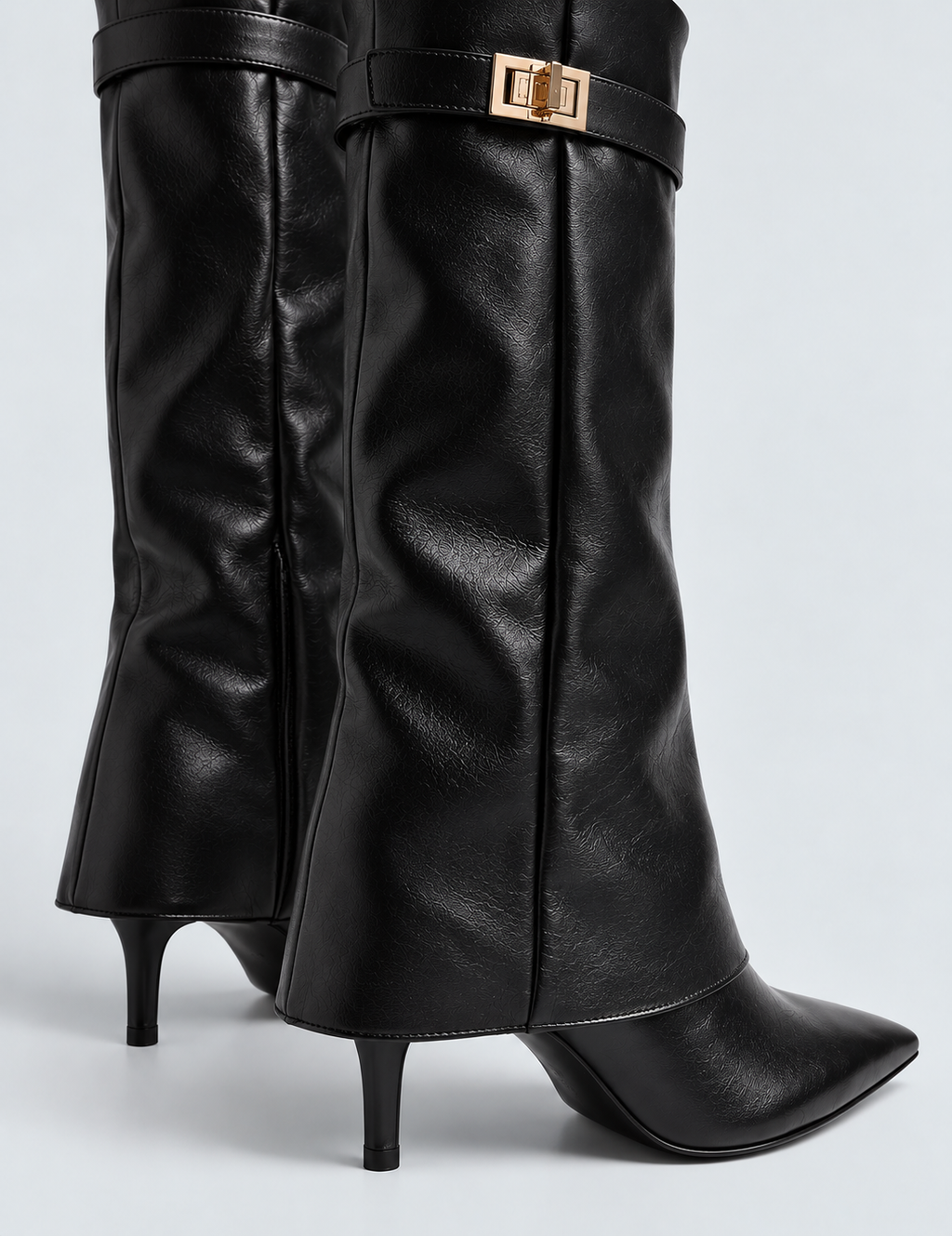 BOTTES HAUTES EFFET CUIR À TIGE RABATTUE