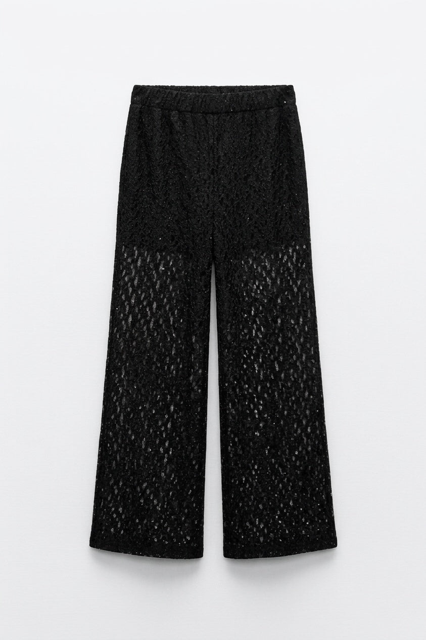 PANTALON LARGE EN DENTELLE