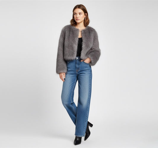 VESTE TEXTURÉE À EFFET FOURRURE