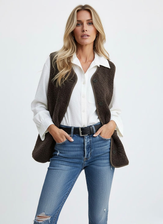 GILET TEXTURÉ BOUTONNÉ