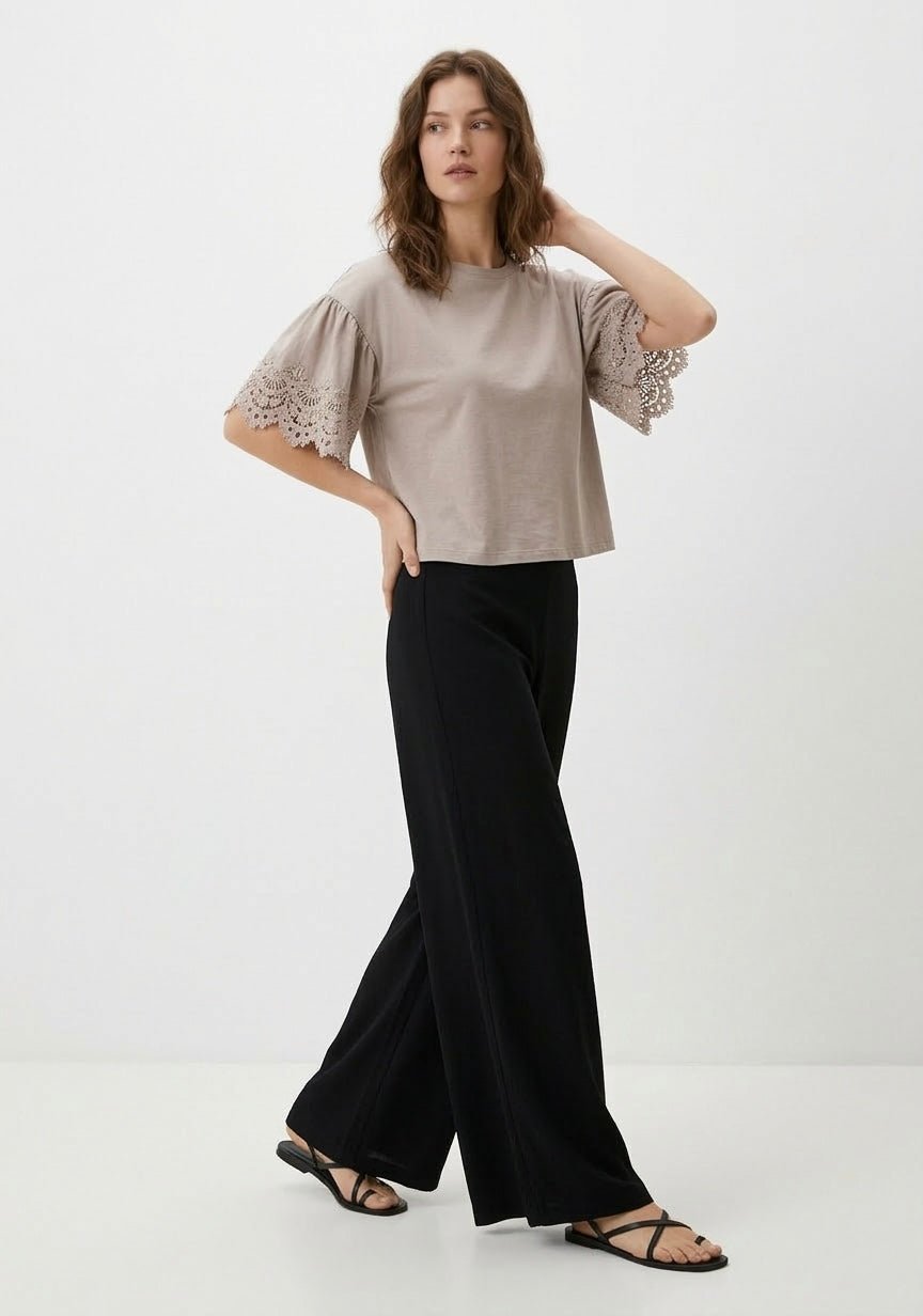 T-SHIRT MANCHES BRODERIE