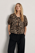 BLOUSE COURTE COL ROND MANCHES BOUFFANTES