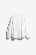 BLOUSE AMPLE À PLASTRON EN DENTELLE ET FRONCES
